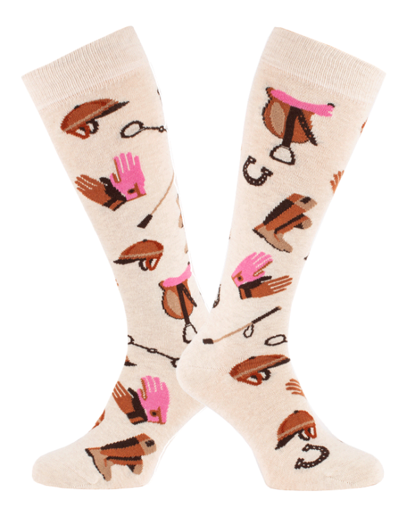 chaussettes montantes pour cavalier avec accessoires équestres