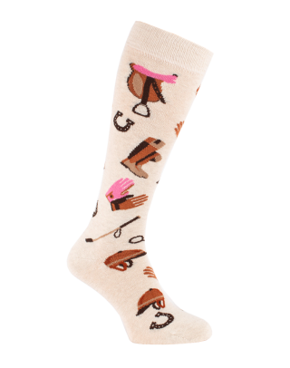 chaussette montante pour cavalier avec accessoires équestres droite