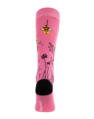 chaussettes fantaisie equitation abeilles paddock rose arrière