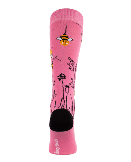 chaussettes fantaisie equitation abeilles paddock rose arrière
