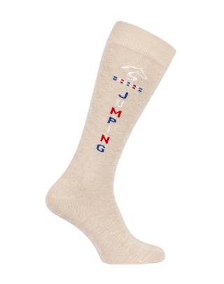 Chaussettes d'équitation Jumping Jump'Oxer écru chiné bleu blanc rouge