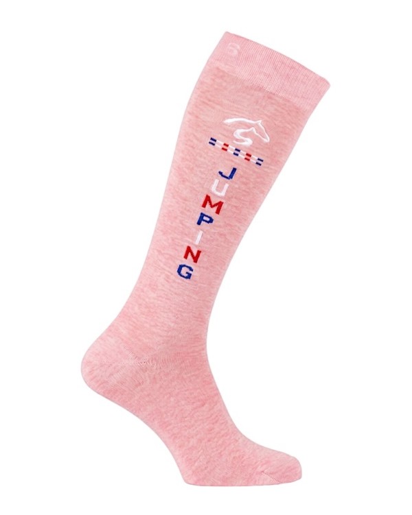 Chaussettes d'équitation Jumping Jump'Oxer rose chiné bleu blanc rouge