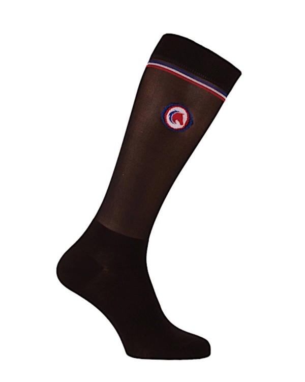 Chaussettes d'équitation fines pour bottes serrées Cheval en médaillon noir