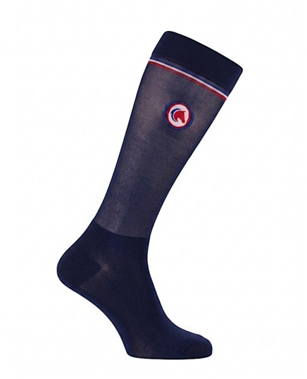 Chaussettes fines en nylon Cheval en médaillon marine