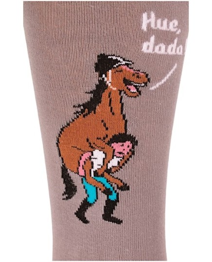 Chaussettes hautes humoristiques "Cheval en grève" gris détail