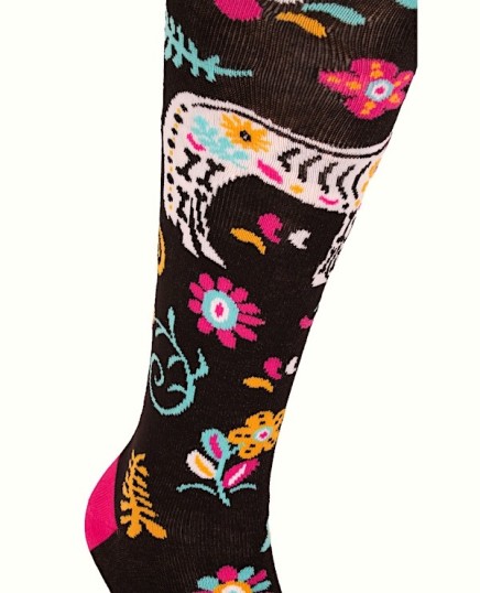 chaussettes montantes équitation avec cheval de halloween détail côté