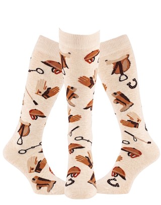 Knee-high socks with rider's accessories