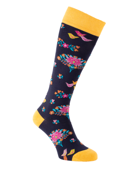 Chaussettes montantes équitation fleurs slaves gauche