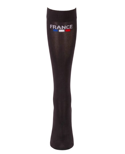 chaussettes équitation montantes fines noires drapeau France avant